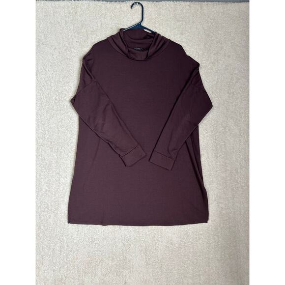 Eileen Fisher Long Sleeve Cowl Neck Tunic Top plum  Size L - Picture 7 of 9